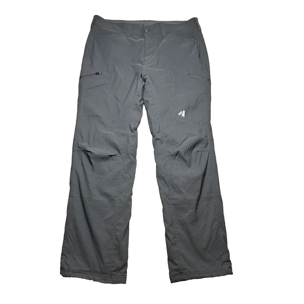 Eddie Bauer First Ascent Pants Mens (Fits 36x31) Gray Fleece Lined Hiking Gorp